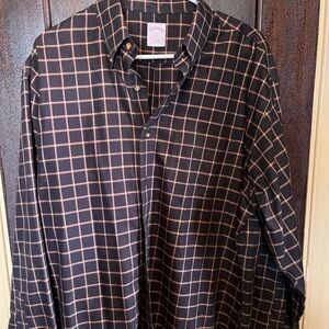 Men's Black and Brown Checkered Shirt